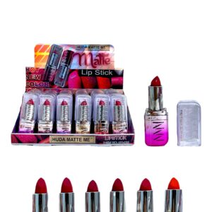 LABIAL EN BARRA 6 TONOS HUDA MATTE ME ST033 (BOX X 24 UNIDADES)