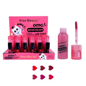 TINTA DE LABIOS 6 TONOS KISS BEAUTY 7176103A (BOX X 24 UNIDADES)